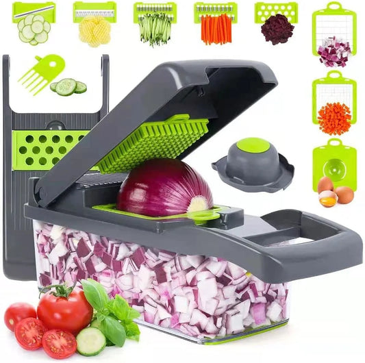 16-in-1 Vegetable Chopper, Dicer & Slicer – Multi-Functional with Storage Container