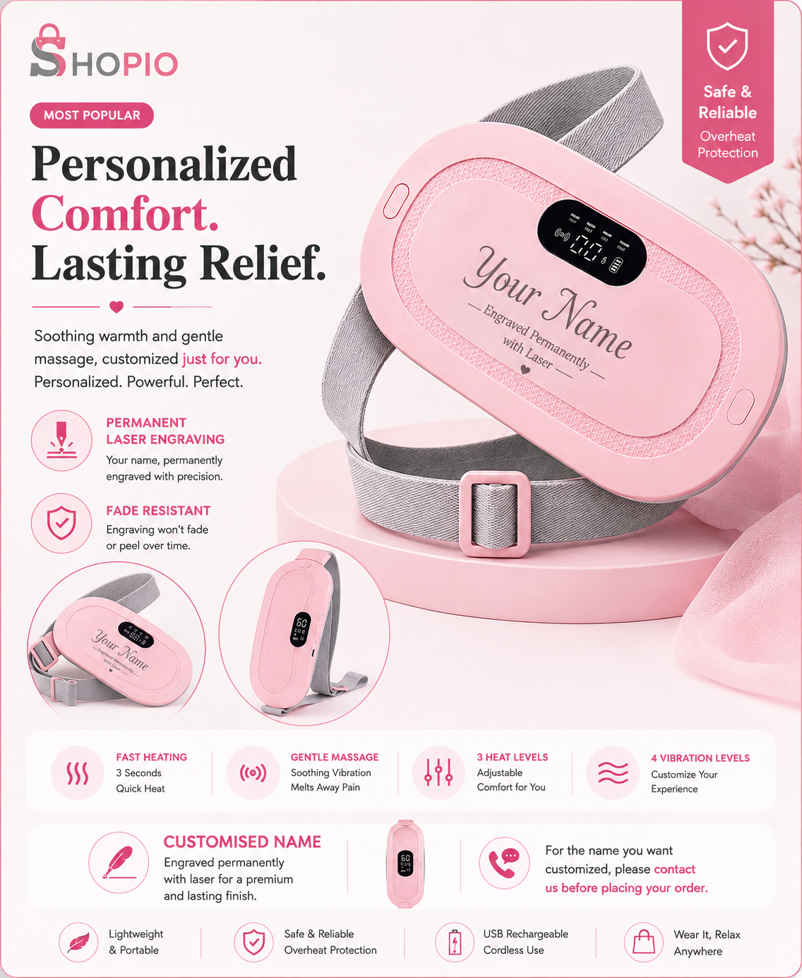 Customized Heating & Massage Cramps Belt