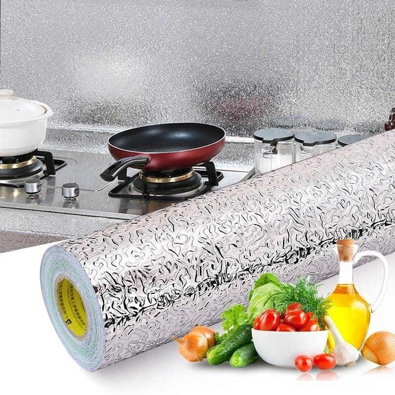 Self-Adhesive Kitchen Oil-Proof Sticker Roll | Waterproof Aluminium Foil Sheet |