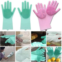 Silicone Dishwashing & Cleaning Pair Gloves – Food-Grade Scrubber Gloves for Kitchen, Bathroom & More