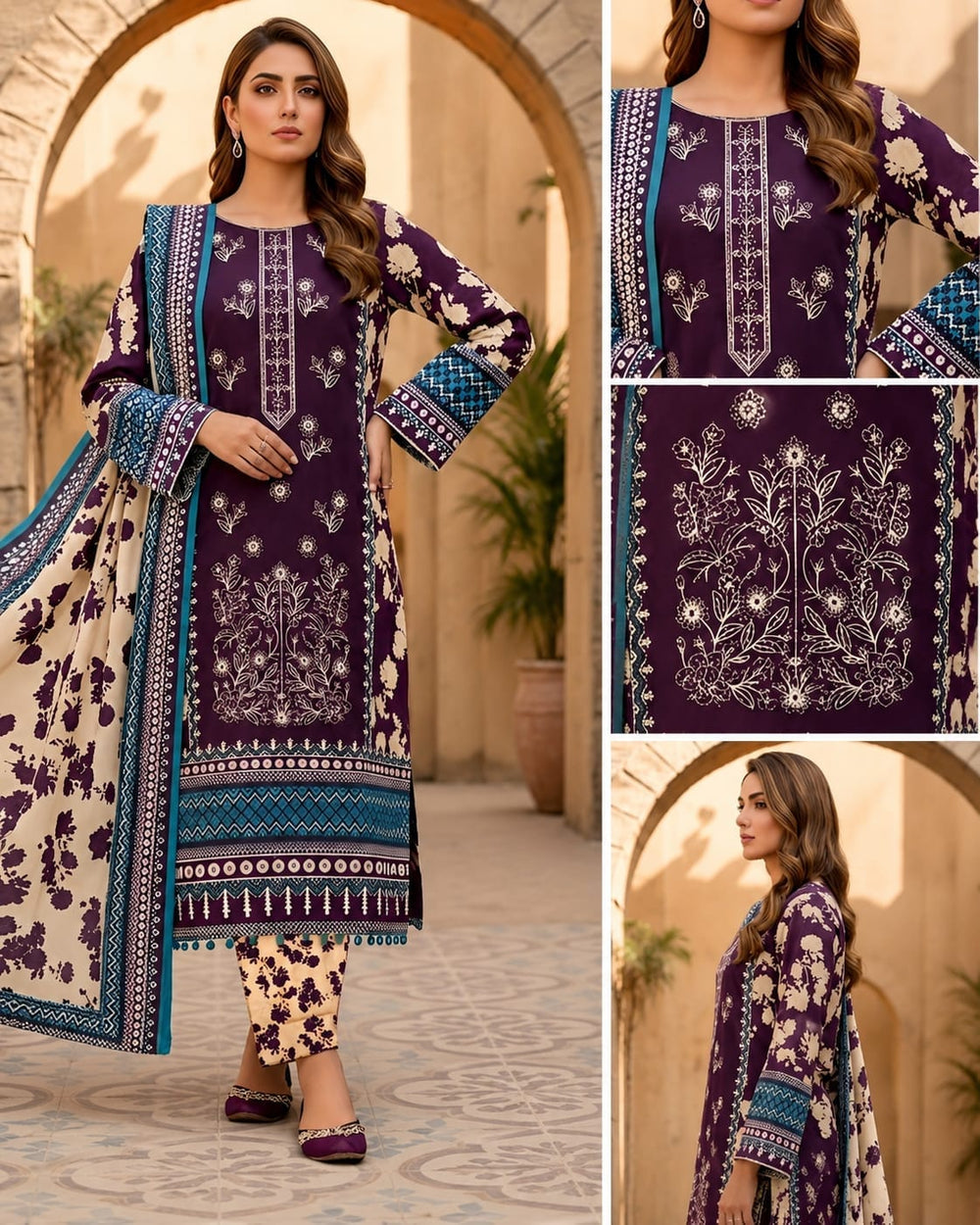 3 Piece Unstitched Lawn Suit For Women – Printed Lawn Shirt, Dupatta & Trouser | Everyday Wear