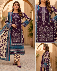 3 Piece Unstitched Lawn Suit For Women – Printed Lawn Shirt, Dupatta & Trouser | Everyday Wear