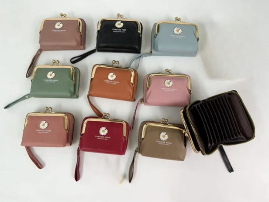 Premium Women's Mini Wallet – 12 Card Slots, Coin Pocket, Cash Compartment, Zip Closure & Wrist Strap | Luxury Ladies Card Holder