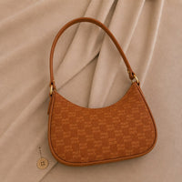 Luna Curve Purse – Elegant Printed Shoulder Handbag for Women | Golden Hardware & Structured Design