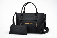 Luxe Signature 2-Piece Tote Handbag Set – Premium Leather-Look Bag & Matching Wallet | Golden Hardware & Adjustable Strap