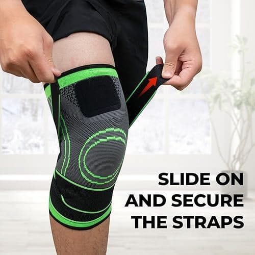Premium Compression Knee Brace – High-Elasticity Joint Support with Dual Strap & Anti-Slip Design | Sports & Daily Use