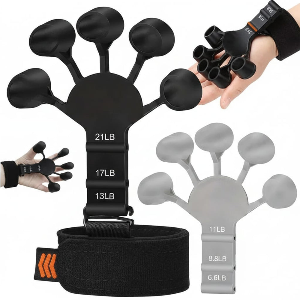 Silicone Gripster Grip Strengthener & Finger Stretcher – 3-Level Resistance Hand Grip Trainer | Gym, Therapy & Daily Use