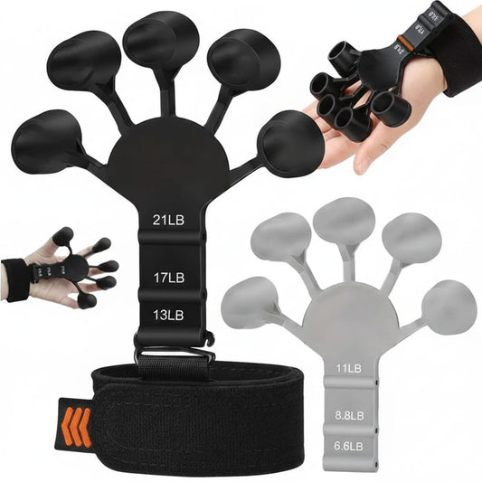 Silicone Gripster Grip Strengthener & Finger Stretcher – 3-Level Resistance Hand Grip Trainer | Gym, Therapy & Daily Use