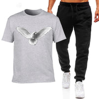 Premium Micro Men's Tracksuit – Pigeon Print Shirt & Trouser Set | Gym, Workout & Casual Sportswear