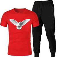 Premium Micro Men's Tracksuit – Pigeon Print Shirt & Trouser Set | Gym, Workout & Casual Sportswear