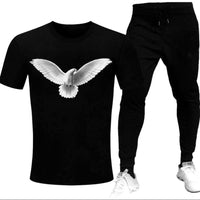 Premium Micro Men's Tracksuit – Pigeon Print Shirt & Trouser Set | Gym, Workout & Casual Sportswear