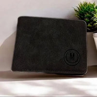 Premium Men's Leather Wallet – M Logo | 6 Card Slots, 2 Cash Pockets, 2 SIM Slots & Elegant Flap Design | 4 Colors