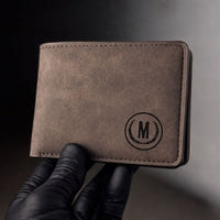 Premium Men's Leather Wallet – M Logo | 6 Card Slots, 2 Cash Pockets, 2 SIM Slots & Elegant Flap Design | 4 Colors