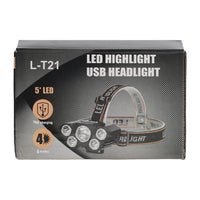 L-T21 LED Highlight USB Headlight – Rechargeable Portable Head Torch | Bright Illumination for Outdoor, Work & Daily Use