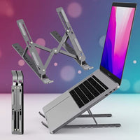 Folding Adjustable Steel Laptop Stand – Portable Ergonomic Multi-Angle Desk Riser | Neck & Eye Strain Relief for Home & Office
