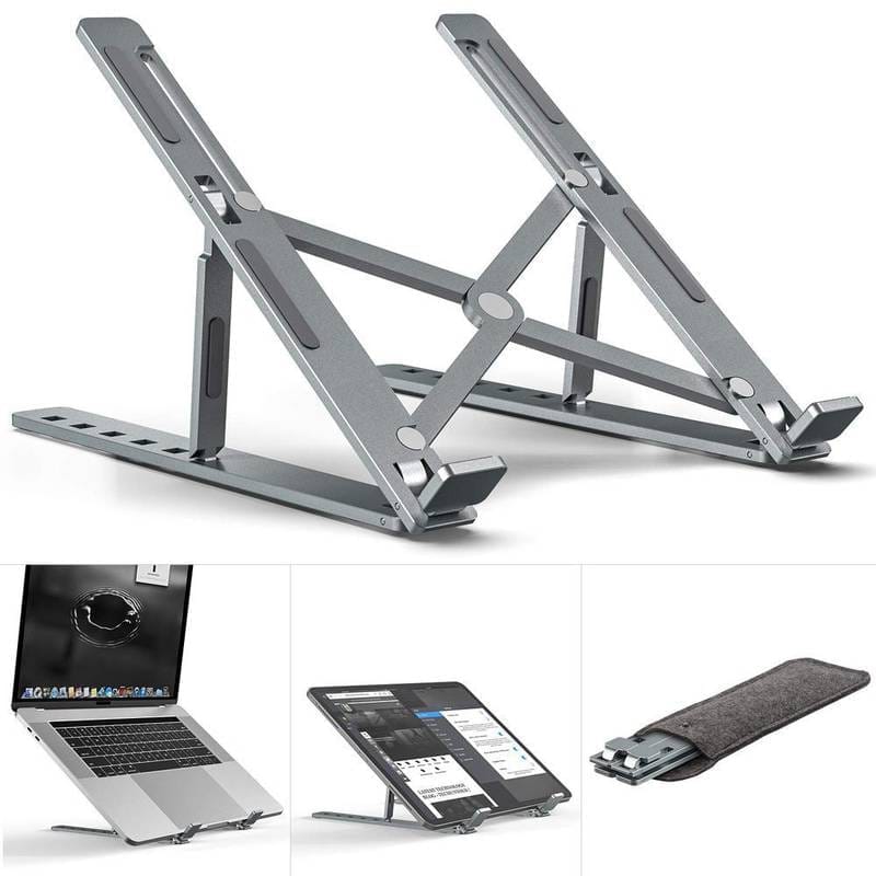 Folding Adjustable Steel Laptop Stand – Portable Ergonomic Multi-Angle Desk Riser | Neck & Eye Strain Relief for Home & Office