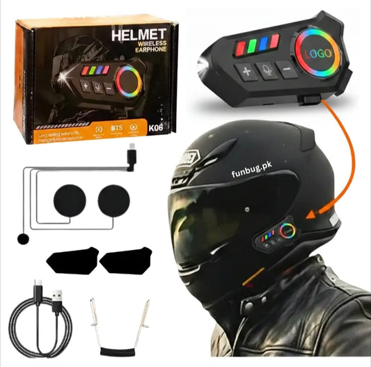 K06A Motorcycle Helmet Bluetooth Headset – BT 6.0, CVC Noise Reduction, IP67 Waterproof, 800mAh & Type-C Fast Charging | Wireless Riding Earphone