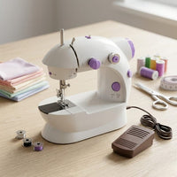 SM-202A Electric Mini Sewing Machine – Double Thread, Two-Speed Control | Portable Home & Travel Sewing Machine with Foot Pedal
