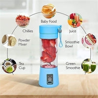 Portable Blender - Rechargeable Electric USB Juicer Cup | 380ml Travel Bottle for Smoothies & Shakes