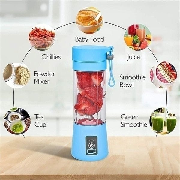 Portable Blender - Rechargeable Electric USB Juicer Cup | 380ml Travel Bottle for Smoothies & Shakes