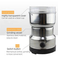 Mini Electric Grinder – Stainless Steel Coffee Bean & Masala Grinder Machine | 85g | 220V