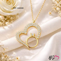 Korean Heart Locket with Ring – Elegant Golden Pendant Necklace with Sparkling Stone | Everyday & Gift Jewelry