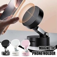 Double-Sided Vacuum Magnetic Phone Holder – Adjustable Foldable Rotating Suction Mount | Works on Glass, Iron & Plastic