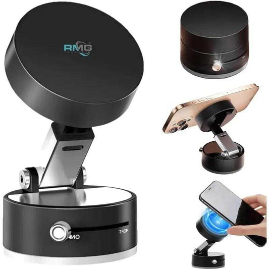 Double-Sided Vacuum Magnetic Phone Holder – Adjustable Foldable Rotating Suction Mount | Works on Glass, Iron & Plastic