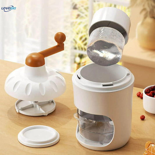 Portable Manual Ice Shaver Machine & Snow Cone Maker – Hand-Crank Slushie Maker with Stainless Steel Blades | Home, Kitchen & Camping