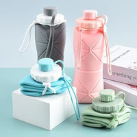 Silicone Folding Bottle 600ML – Foldable Collapsible Smart Travel Water Bottle | Lightweight, Eco-Friendly & Reusable (Random Color)